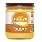 Nutiva Organic Coconut Oil with Butter Flavor from non-GMO, Steam Refined, Sustainably Farmed...