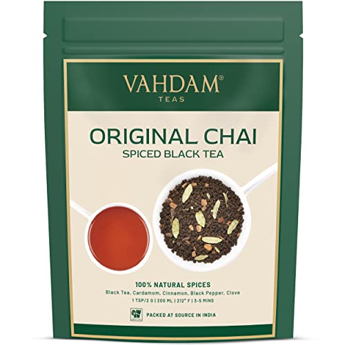 VAHDAM's India's Original Masala Chai Tea Loose Leaf (200+ Cups) | 100% NATURAL INGREDIENTS | MASALA TEA with Black Tea, Cinnamon, Cardamom, Cloves & Black Pepper | 16 oz