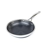 HexClad 8 Inch Hybrid Stainless Steel Frying Pan with Stay-Cool Handle - PFOA Free, Dishwasher and...