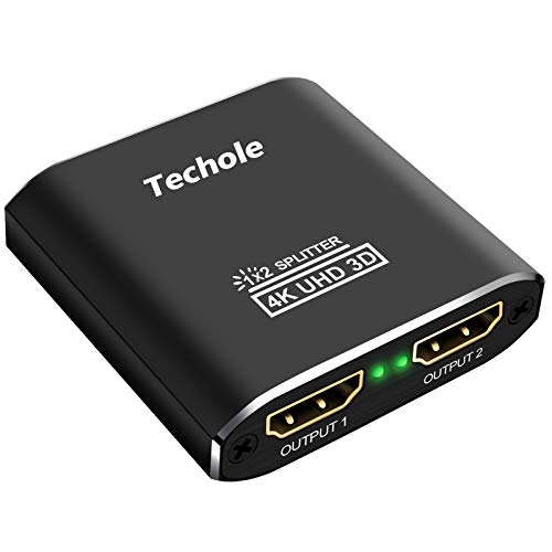 HDMI Splitter 1 in 2 Out - Techole 4K Aluminum Ver1.4 HDCP, Powered HDMI...