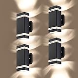 LMP 4 Pack LED Square Up and Down Lights Outdoor Wall Light，Body in Aluminum Waterproof Outdoor Wall Lamps，3000k 5W with Certificate ETL