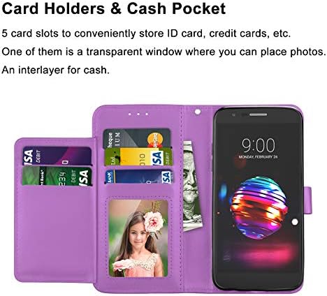 Tiflook Wallet Case for LG Aristo 3/Aristo 2/Rebel 4 LTE/Phoenix 4/Zone 4/Fortune 2/Risio 3/Tribute Empire/Tribute Dynasty[5Card] PU Leather Flip Folio Phone Cover w/Wrist Strap Card Holder,Purple