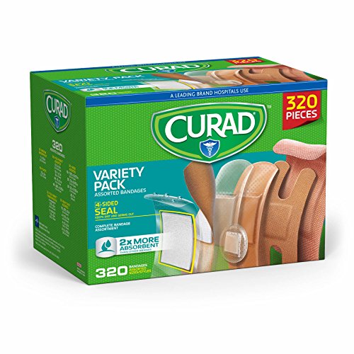 Curad Bulk Variety Pack Assorted Bandages, Flex-Fabric, Waterproof, Plastic, Knuckle, Heavy Duty...