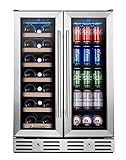 Kalamera Wine and Beverage Refrigerator, 24 inch Wine Fridge Dual Zone Hold 20 Bottles and 78 Cans,...