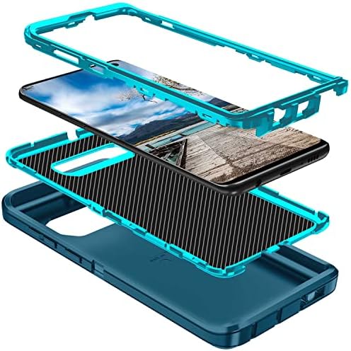 Mieziba for Galaxy S10 Case, Heavy Duty Shockproof Dust/Drop Proof 3 Layers Full Body Protection Rugged Durable Cover Case for Galaxy S10 6.1 inch,Turquoise
