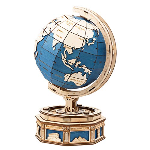 ROKR 3D Wooden Puzzle for Adults Build Your Own World Globe Model Kit Creative Gift for Kids on Birthday/Christmas Day