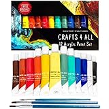 Crafts 4 All Acrylic Paint Set for Kids and Adults - 12 Pack of 12 mL Craft...