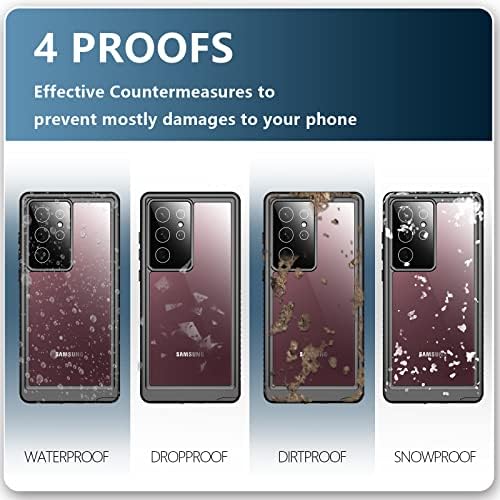 SPIDERCASE for Samsung Galaxy S22 Ultra Case, Waterproof Built-in Screen Protector Full Protection Heavy Duty Shockproof Anti-Scratched Rugged Case for Galaxy S22 Ultra 5G 6.8'' 2022 (Black)