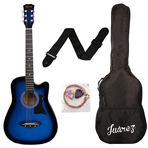 Juârez Acoustic Guitar, 38 Inch Cutaway, JRZ38C with Bag, Strings, Pick and...