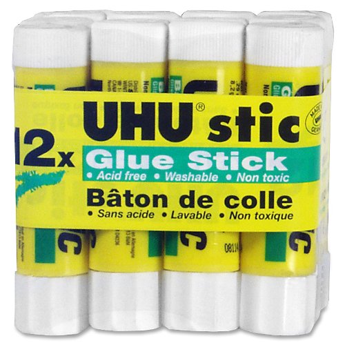UHU Stic Permanent Clear Application Glue Stick, 0.29 oz, 12 Sticks per Pack (99450)