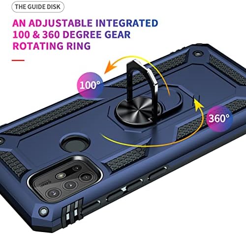 SKMY for Moto G30 Case,Moto G10 Case,with Screen Protector, [Military Grade] 16ft. Drop Tested Cover with Magnetic Kickstand Car Mount Protective Case for Motorola Moto G30, Blue