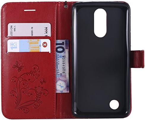 ARSUE LG K20 Case, LG K20 Plus Wallet Case,Leather Folio Flip PU Phone Protective Case Cover with Card Holder & Kickstand for LG K20/LG K20 Plus/LG K20 V/LV5/K10 2017/LG Harmony,Butterfly Red