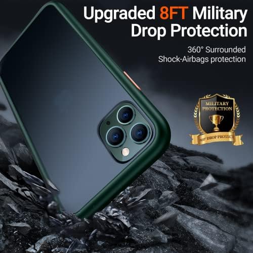 TORRAS Shockproof Designed for iPhone 11 Pro Max Cases, [8FT Military Grade Drop Protection] Translucent Matte Hard PC Back with Soft TPU Bumper, Slim iPhone 11 Pro Max Phone Case, Midnight Green