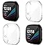 NANW 4-Pack Screen Protector Case Compatible with Fitbit Sense / Versa 3, Soft TPU Plated Bumper Full Cover Protective Cases 