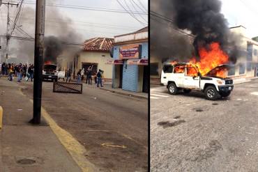 Estudiantes de la UCAT protestaron contra sentencia del TSJ y quemaron camioneta de Pdvsa Gas