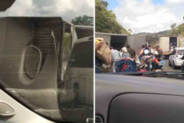 ¡QUÉ DESGRACIA! Saquearon camión volcado en la bajada de Tazón (llevaba arroz, harina y pasta) (+Fotos)