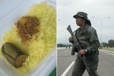 ¡VEA! El “escuálido” almuerzo que le sirven a militares destacadas en Ureña