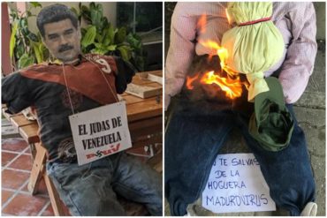 ¡IMPERDIBLE! Con la figura de Maduro, en Venezuela quemaron a Judas a pesar de la cuarentena: «Pagará su traición» (+Fotos +Videos)