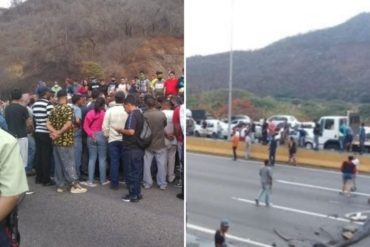 ¡LA QUE SE ARMÓ! Trancan en ambos sentidos la autopista Gran Mariscal de Ayacucho como protesta por la gasolina (+Fotos +Video)
