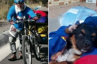 ¡DEBES VERLO! La historia de Douglas Pérez, el venezolano que regresó desde Perú en bicicleta acompañado por su pequeño perro (+Fotos)