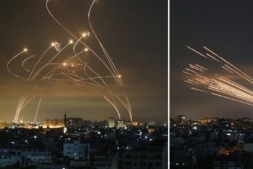 ¡VEA! Conflicto entre Israel y Hamás: Esta es la impresionante fotografía de AFP que captó a la “Cúpula de Hierro” en acción (+Foto)