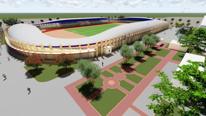 MEGAH. Grand desain Stadion Sarwo Edhie Wibowo Purworejo yang diproyeksikan menjadi kawasan Sport Center megah. (dok Dinporapar Purworejo)