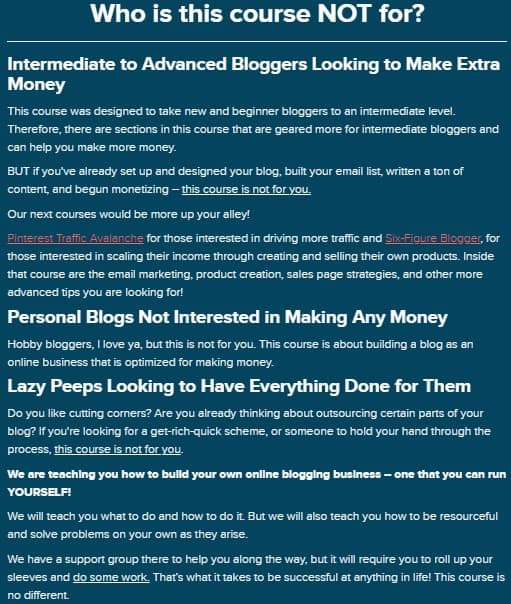 Create and Go Launch Your Blog Biz Review: Cons