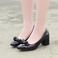Giày cao gót công sở da bóng màu đen big size DEP&SHOCK [Được kiểm hàng] 19040 ĐEN thumbnail