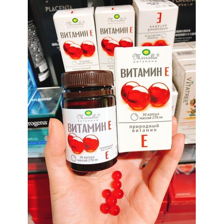 Vitamin E đỏ Mirrolla hộp 30 viên Chính Hãng - Vitamin E đỏ dạng lọ Nga 2