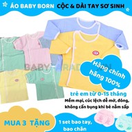 Áo Baby Born dài tay cúc lệch cho trẻ sơ sinh từ 2,8 - 6kg ( nhiều màu) - Áo Baby Born cộc tay cúc lệch cho trẻ sơ sinh thumbnail