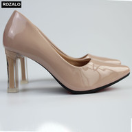 Giày cao gót 7P da bóng gót vuông trong suốt Rozalo R8800 thumbnail