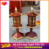 Cặp đèn thờ gỗ Hương dát vàng, hàng cực đẹp, cao 50cm thumbnail