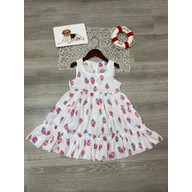 [Có sẵn] Đầm Dâu trắng tơ đũi dáng xòe xinh xắn cho bé D3DD9T thumbnail