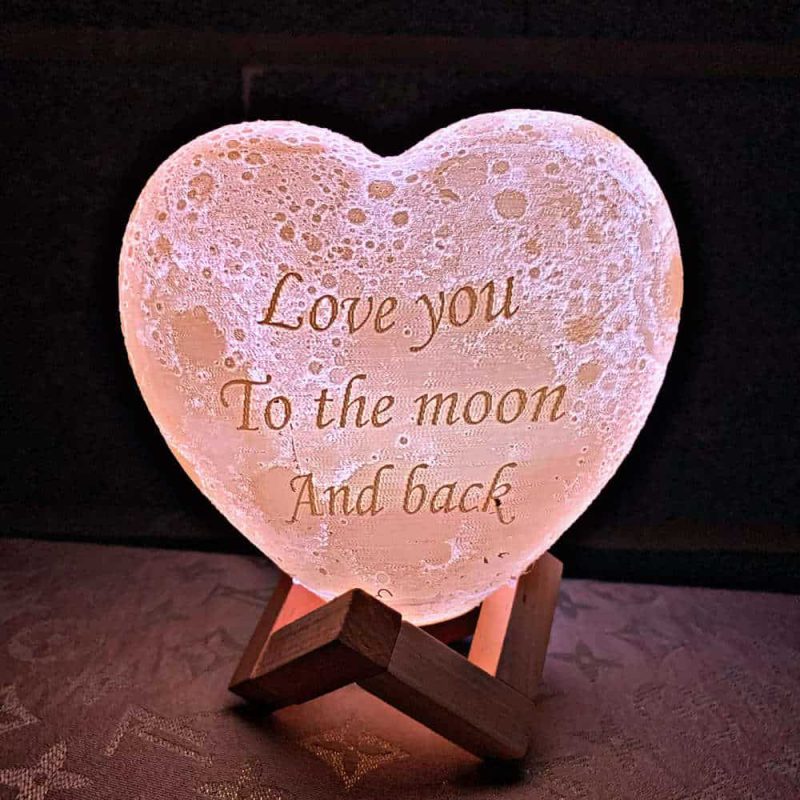 מנורת לילה ירח בצורת לב עם תמונה-4