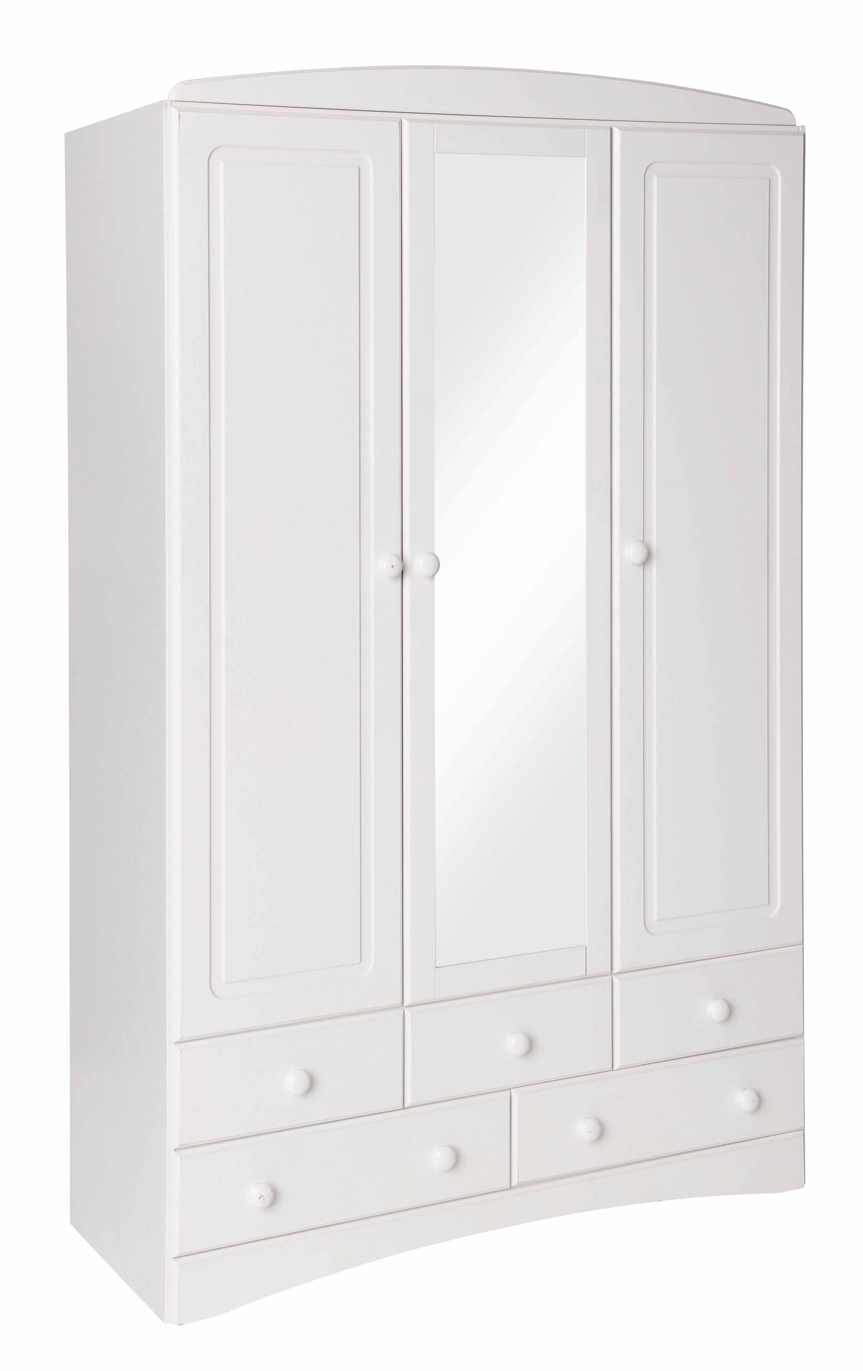 Featured Photo of 3 Door White Wardrobes With Drawers