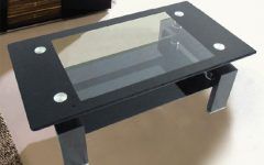 Black Glass Coffee Table with Black Legs
