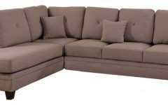 2pc Polyfiber Sectional Sofas with Nailhead Trims Gray