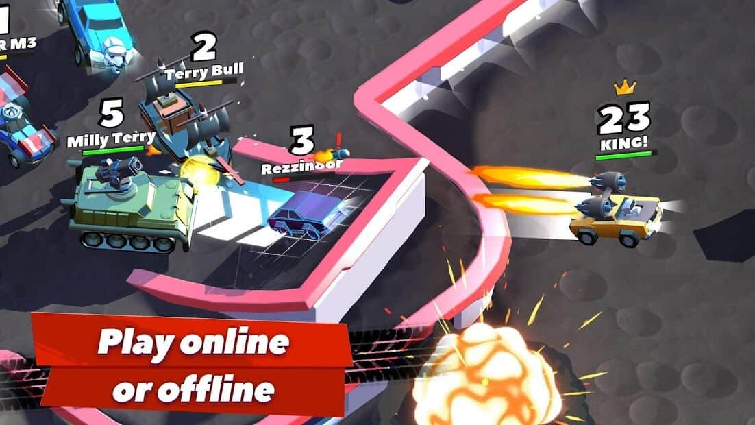 crash of cars offline online mode