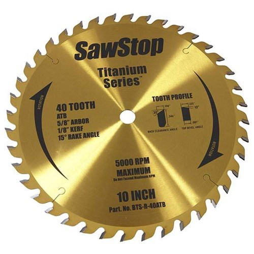 SawStop 40Tooth Titanium Series Blade
