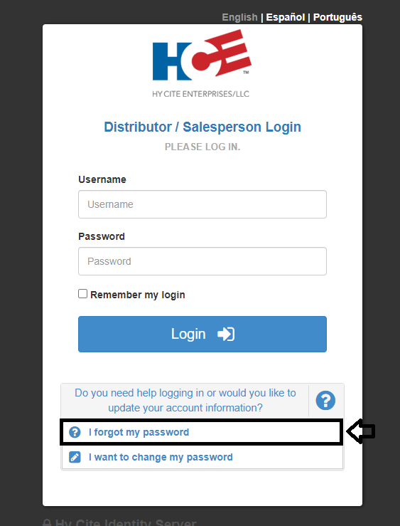 click on forgot password in hycity login page