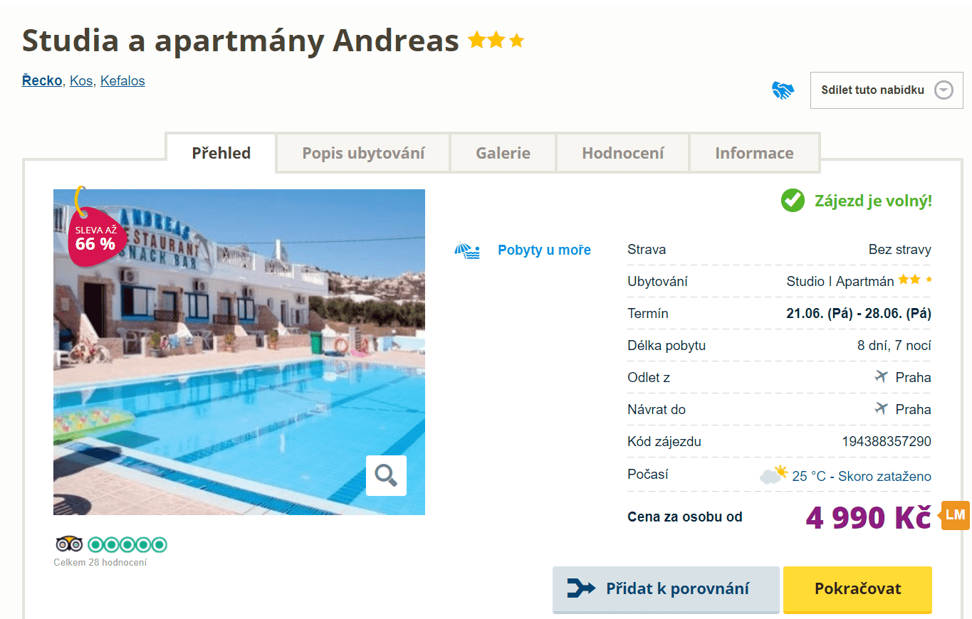 Zájezd na Kos (hotelový komplex Andreas)