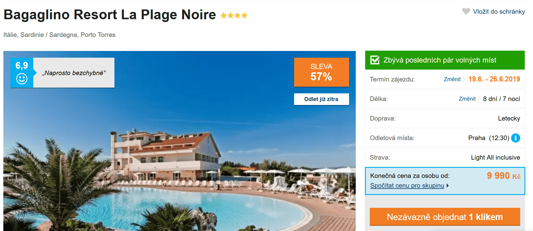Zájezd Sardinie (hotel Bagaglino Resort La Plage Noire)