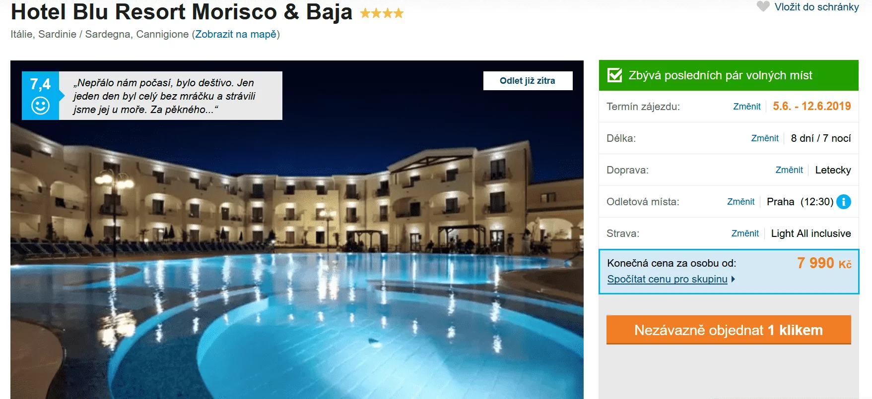 Zájezd Sardinie (hotel Blu Resort Morisco Baja)