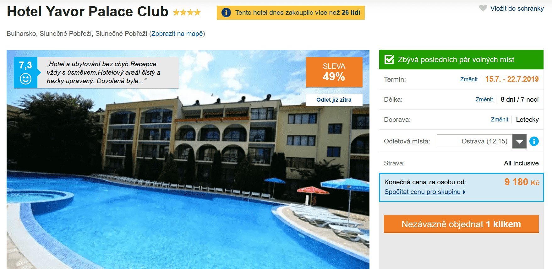 Zájezd Bulharsko (hotel Yavor Palace Club)