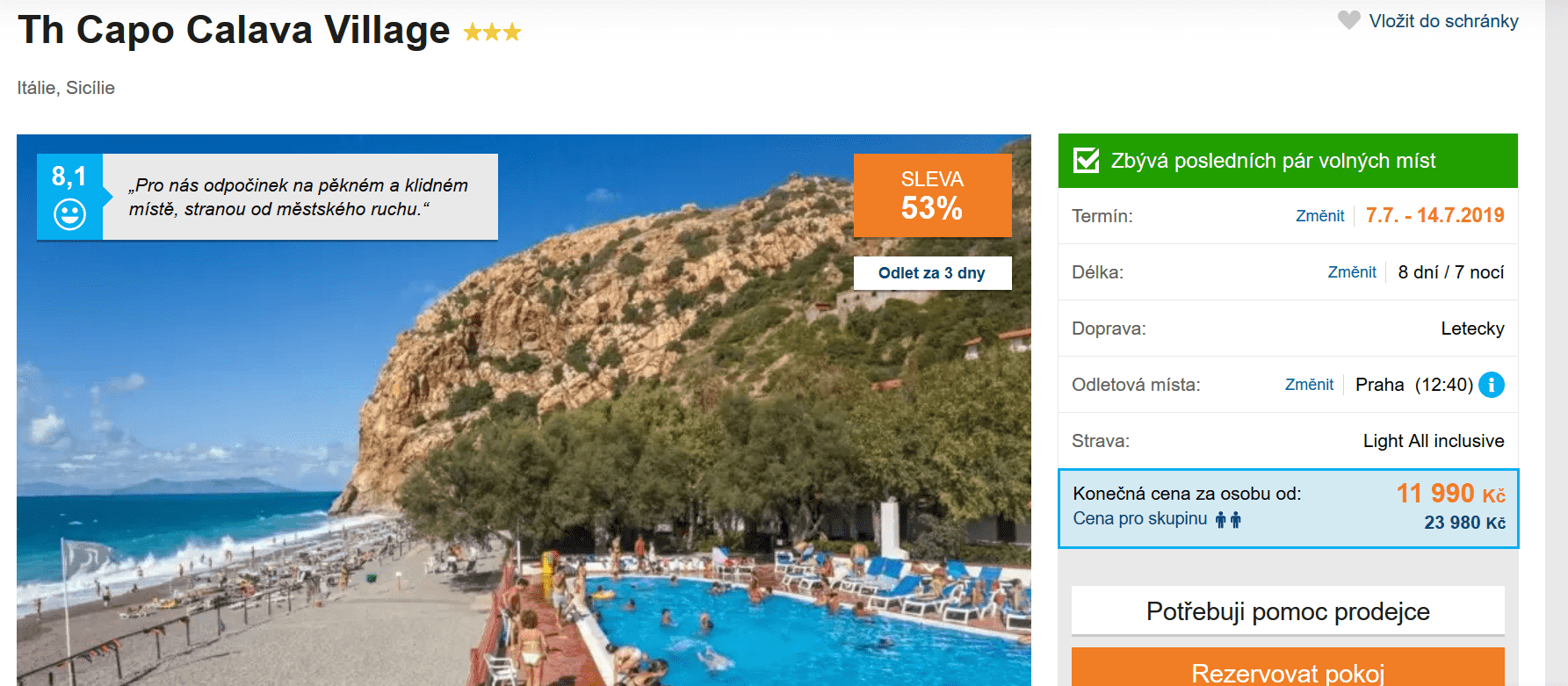Zájezd Sicílie (hotel Capo Calava Village)