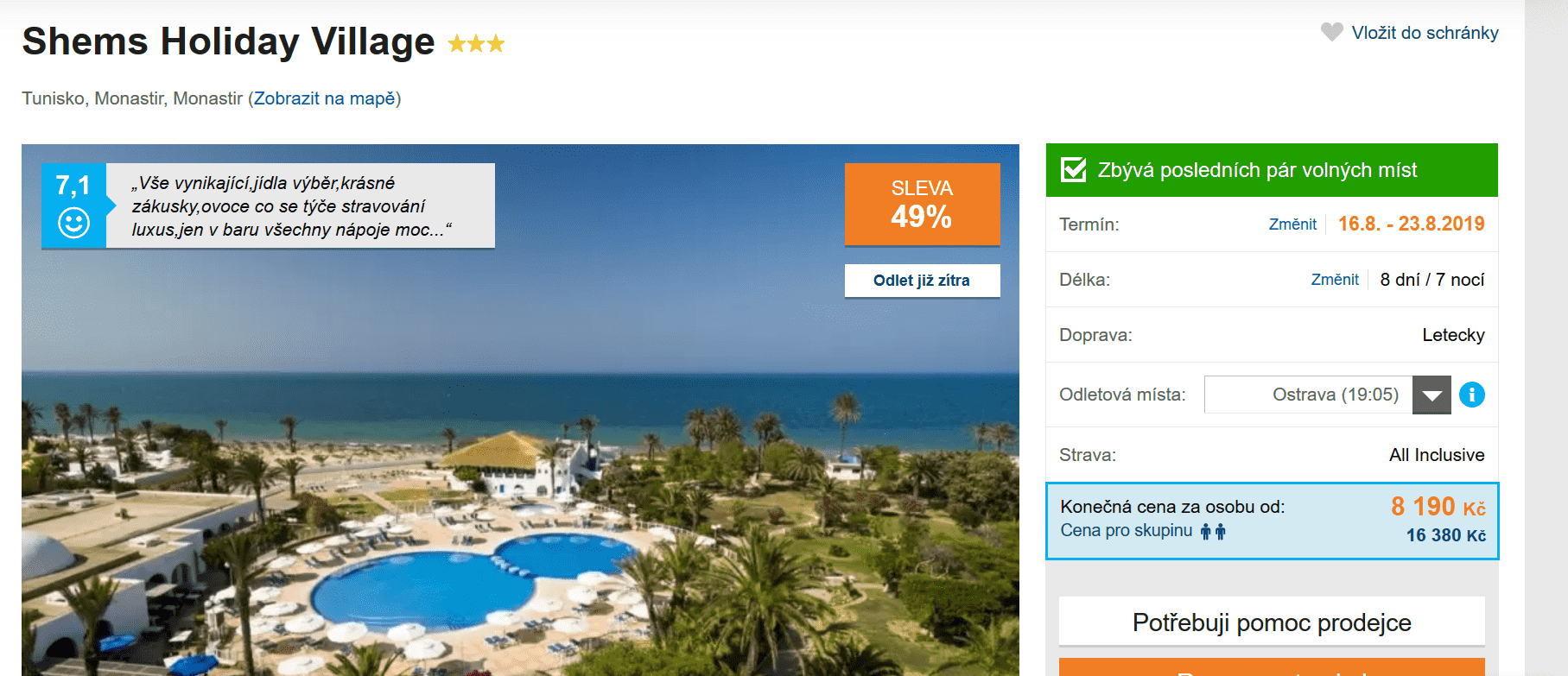Zájezd Tunisko (hotel Shems Holiday Village)