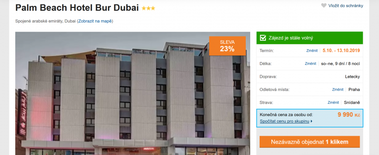 Zájezd Dubaj (hotel Palm Beach Hotel Bur Dubai)