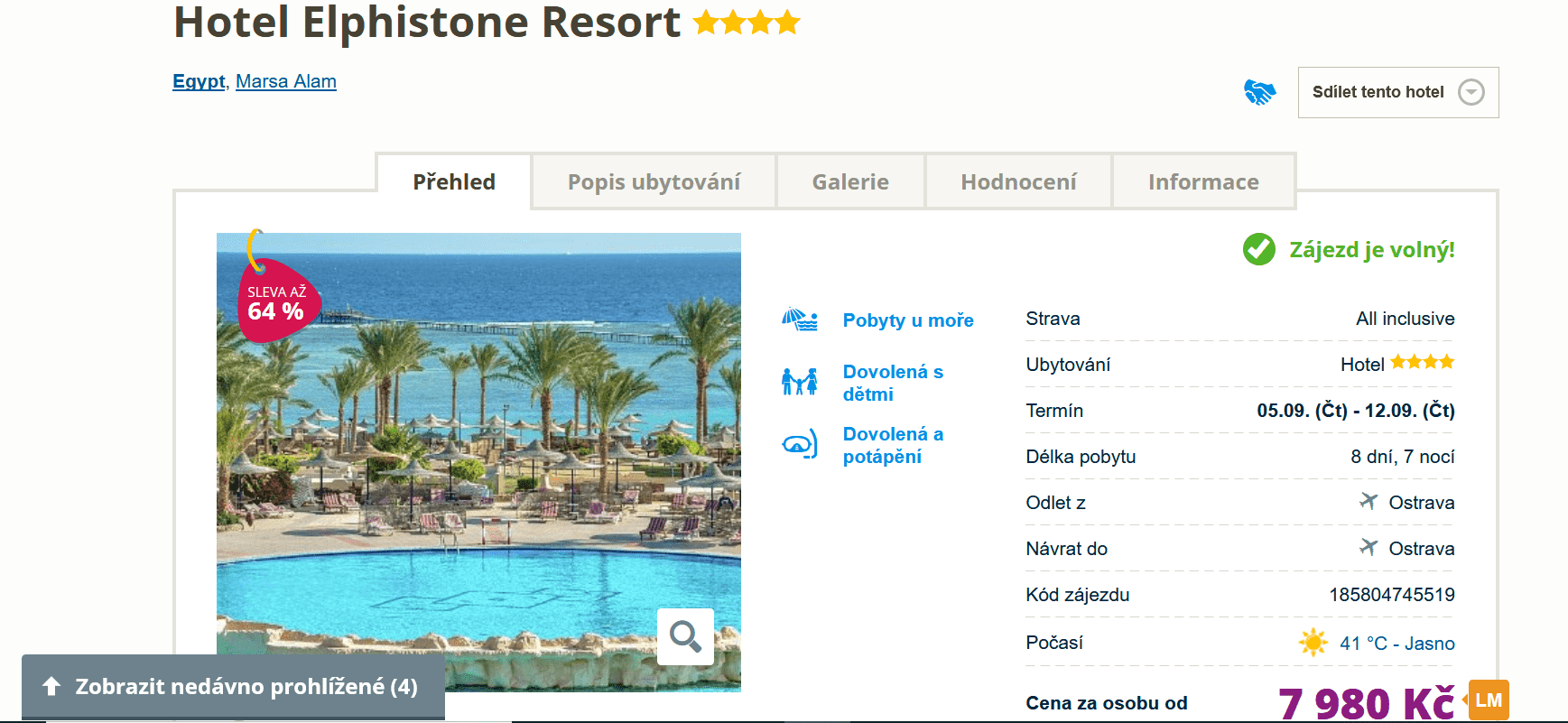 Zájezd Egypt (hotel Elphistone Resort)