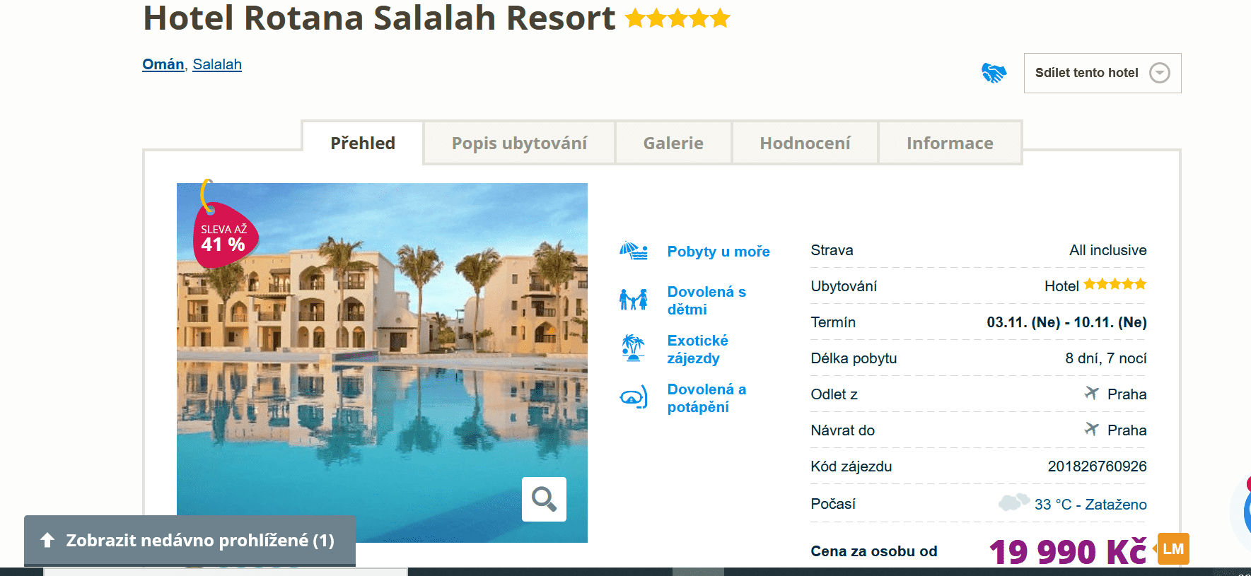 Zájezd Omán (hotel Rotana Salalah Resort)