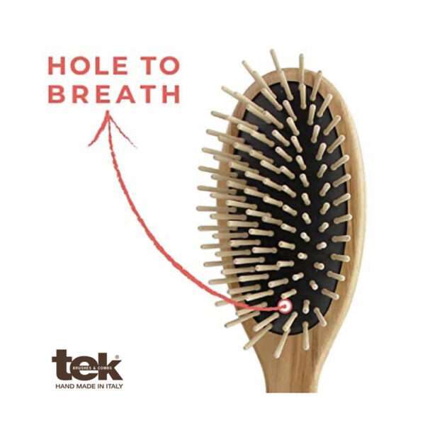 TEK Small Oval Brush with Regular Pins - Handbag Wooden Brush